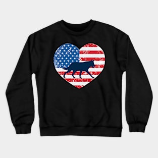 American Flag Heart Love Wolf Usa Patriotic 4Th Of July Crewneck Sweatshirt